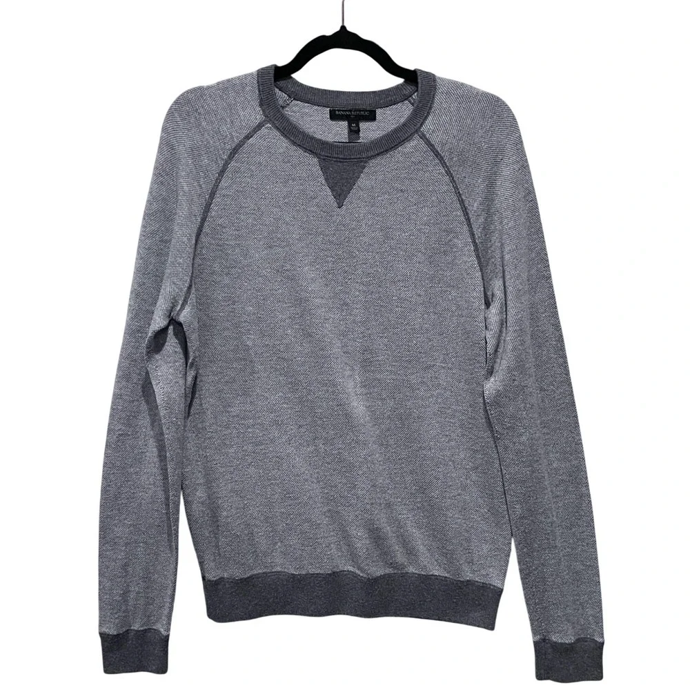 Banana Republic Mens Gray Textured‎ Crewneck Raglan Sleeve Sweater Size M